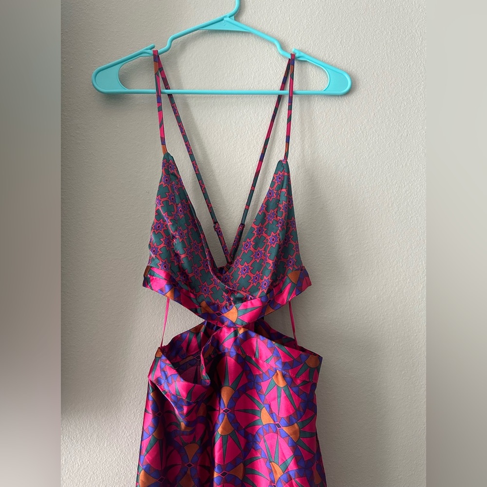 House of Harlow 1960 Patterned Silk MIDI Dress with Tags